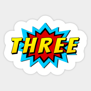 Three Super Hero Birthday Sticker